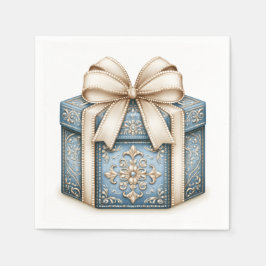 Blå julpresent pappersservett