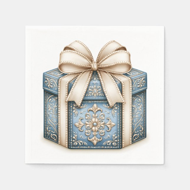 Blå julpresent pappersservett (Framsidan)