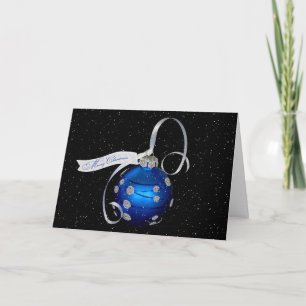 Blå julprydnad i Snöflingor Kort