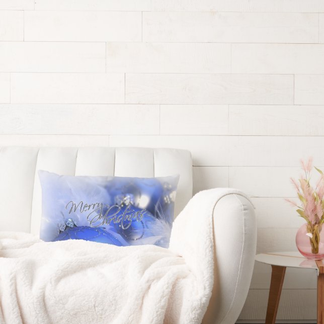 Blå julprydnadsföremål God jul Lumbarkudde (Soffa)