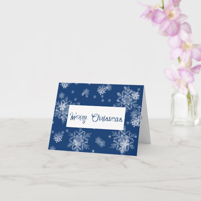 Blå julsnöflingor Grattiskort Kort (Orkide)