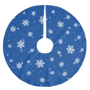 Blå julstjärnor Snöflingor Mönster Julgransmatta Borstad Polyester