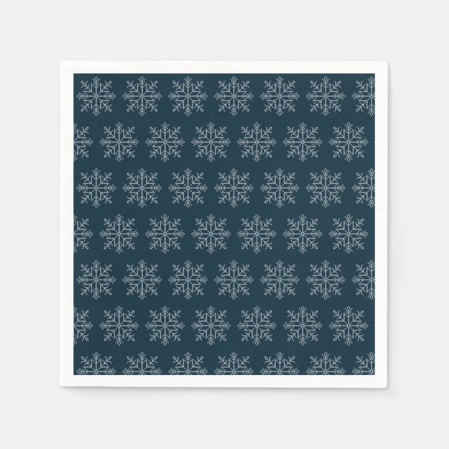 Blå jultomte vintersnöflake, helgdagar pappersservett (Framsidan)