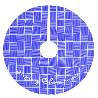 Blå jultorn i vitt julgransmatta borstad polyester