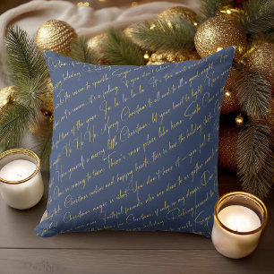 Blå jultypografi Mönster#36 ID1009 Kudde