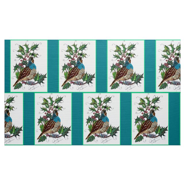 Blå julvaktel tyg (Yard)