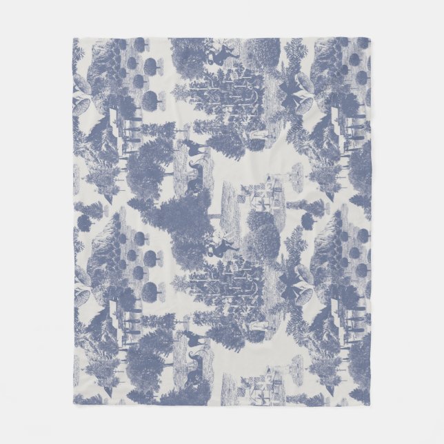 Blå julvinter Wonderland Fleecefilt (Framsidan)