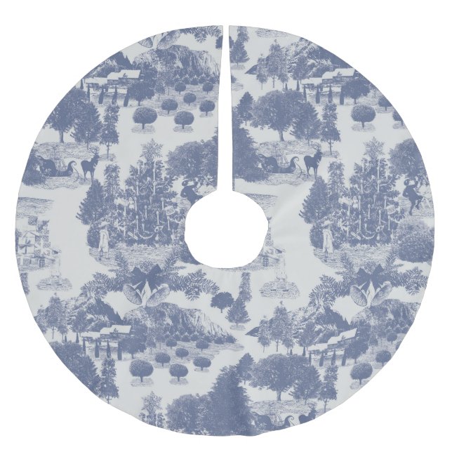 Blå julvinter Wonderland Julgransmatta Borstad Polyester (Framsidan)