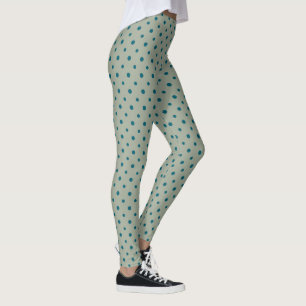 Blå jumbo-Polka dots på Grönt att anpassa Leggings