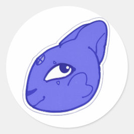Blå Kageko Fantasy Varelsetikett Runt Klistermärke