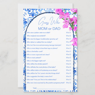 Blå kakel baby shower spel gissa vem mamma eller p