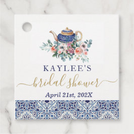 Blå kakel Bröllopsdusch tea favor-etikett Gåvor Etiketter