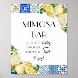 Blå Kakel Citron Italiensk Positano Mimosa Barskyl Poster