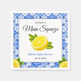 Blå Kakel Citron Mamas Main Squeeze Baby Shower Pappersservett