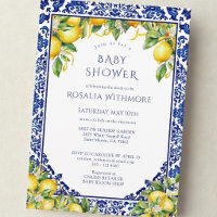 Blå Kakel Citron Medelhavs-inspirerad Baby Shower