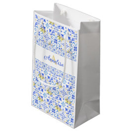 Blå Kakel Fransk Landsby Lemon Mönster Monogram