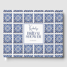 Blå Kakel Italien Tematisk Bröllopsfest för Bruden Gästböcker