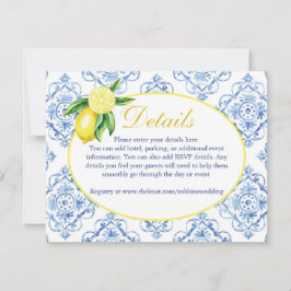 Blå kakel italiensk blomster lemon detaljer kort