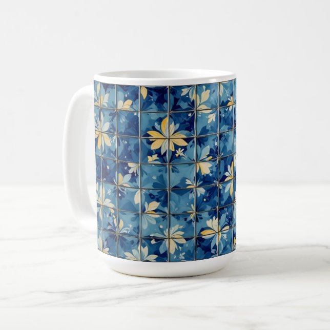 Blå kakel kaffemugg (Framsida vänster)