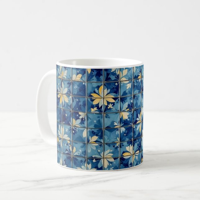 Blå kakel kaffemugg (Framsida vänster)