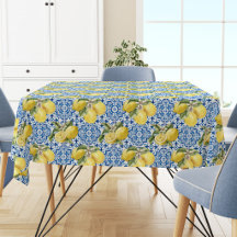 Blå kakel Medelhavet Citronmönster