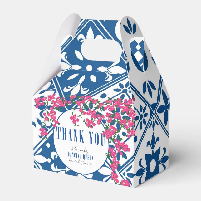 Blå kakel Santorini Mamma Mia tack fest Presentaskar (Framsidan Sidan)