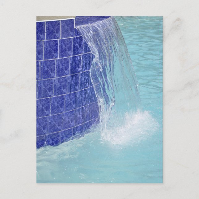 blå kaklad poolfontän vykort (Framsida)