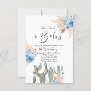 BLÅ Kaktus Taco 'bout BABY Pojk Babyshower Inbjuda Inbjudningar