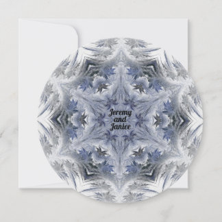 Blå Kaleidoskop Snowflake Design med Namn Inbjudningar