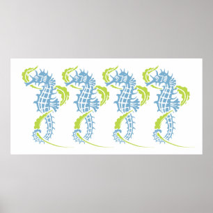 Blå, kalkgrön och sjögräs poster
