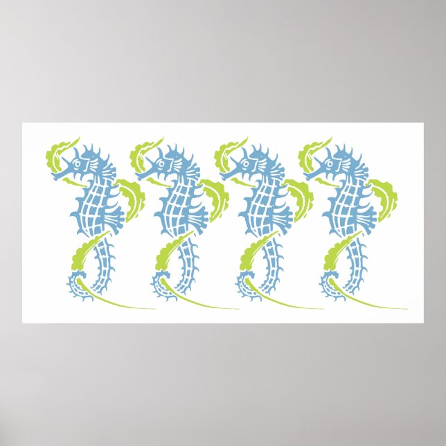 Blå, kalkgrön och sjögräs poster (Framsidan)