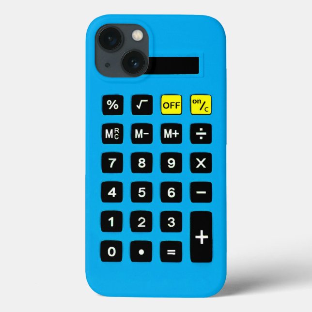 Blå kalkylator med tangentbord (Baksida)