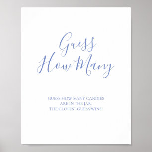 Blå kalligrafi Gissa hur många kyssar Poster