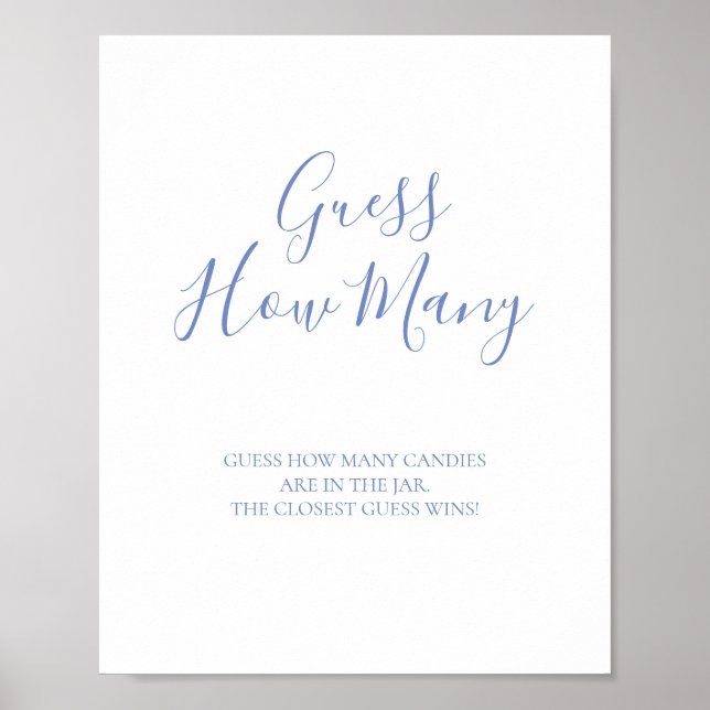 Blå kalligrafi Gissa hur många kyssar Poster (Framsidan)