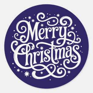 Blå kalligrafi God Jul Kuvert Sigill Runt Klistermärke