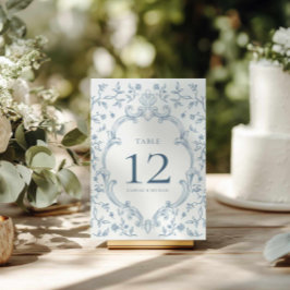 Blå Kam Wedding Bord Nummer Skylt Bordsnummer
