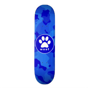 Blå kamera; Paw-utskrift Skateboard Bräda 20,5 Cm