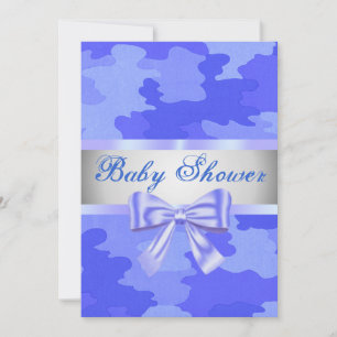 Blå kamouflage blå band baby shower-inbjudan inbjudningar