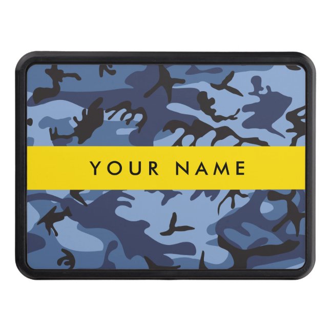 Blå kamouflage ditt namn anpassar dragkroksskydd (Framsidan)