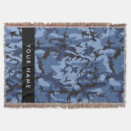 Blå kamouflage ditt namn anpassar filt