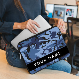 Blå kamouflage ditt namn anpassar laptop fodral