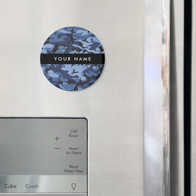 Blå kamouflage ditt namn anpassar magnet (In Situ (Fridge))