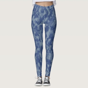 Blå kamouflage Kvinnliga skinn Leggings