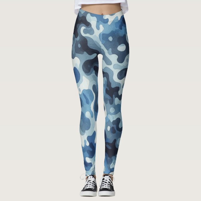 Blå kamouflage Leggings (Framsida)