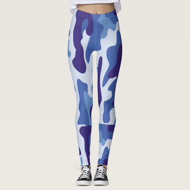 Blå kamouflage mönster leggings (Framsida)