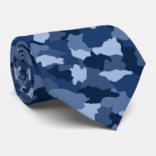 Blå kamouflage Mönster militärt Slips