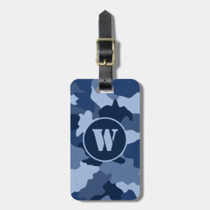 Blå kamouflage Mönster Monogram - första gången Bagagebricka