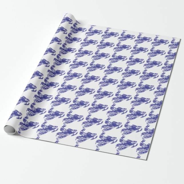 Blå Kamouflage Snöskotrar Presentpapper (Utrullad)