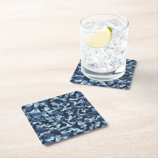 Blå kamouflage underlägg papper kvadrat (Insitu)
