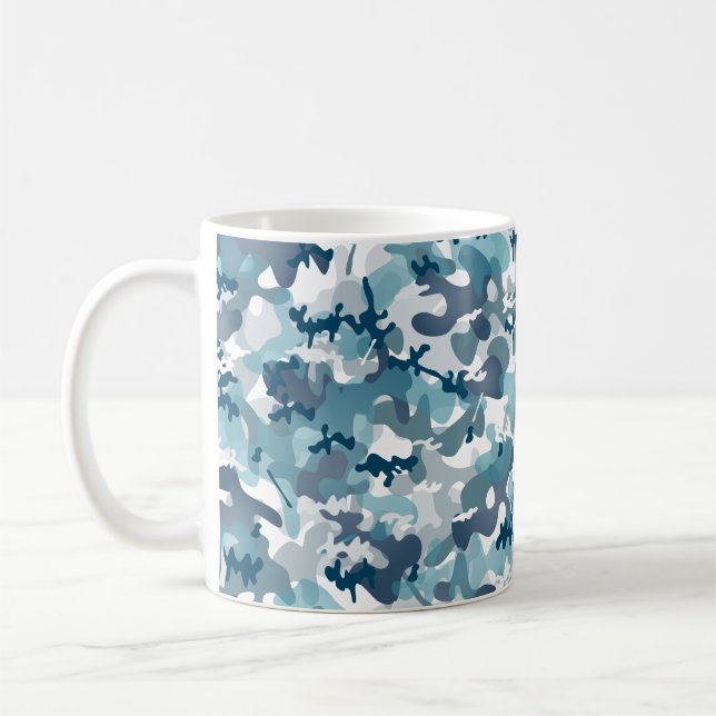Blå kamouflagefärg i marinblå nyanser kaffemugg (Vänster)